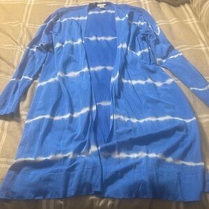 Chico's Blue and White Tie-Dye Cardigan